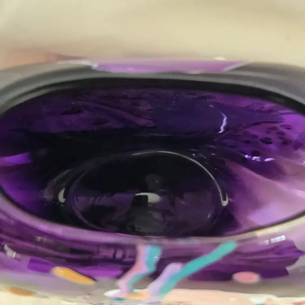 Vtg Stephen Nelson Amethyst Studio Glass 1991 Abstract Blown Vase Signed